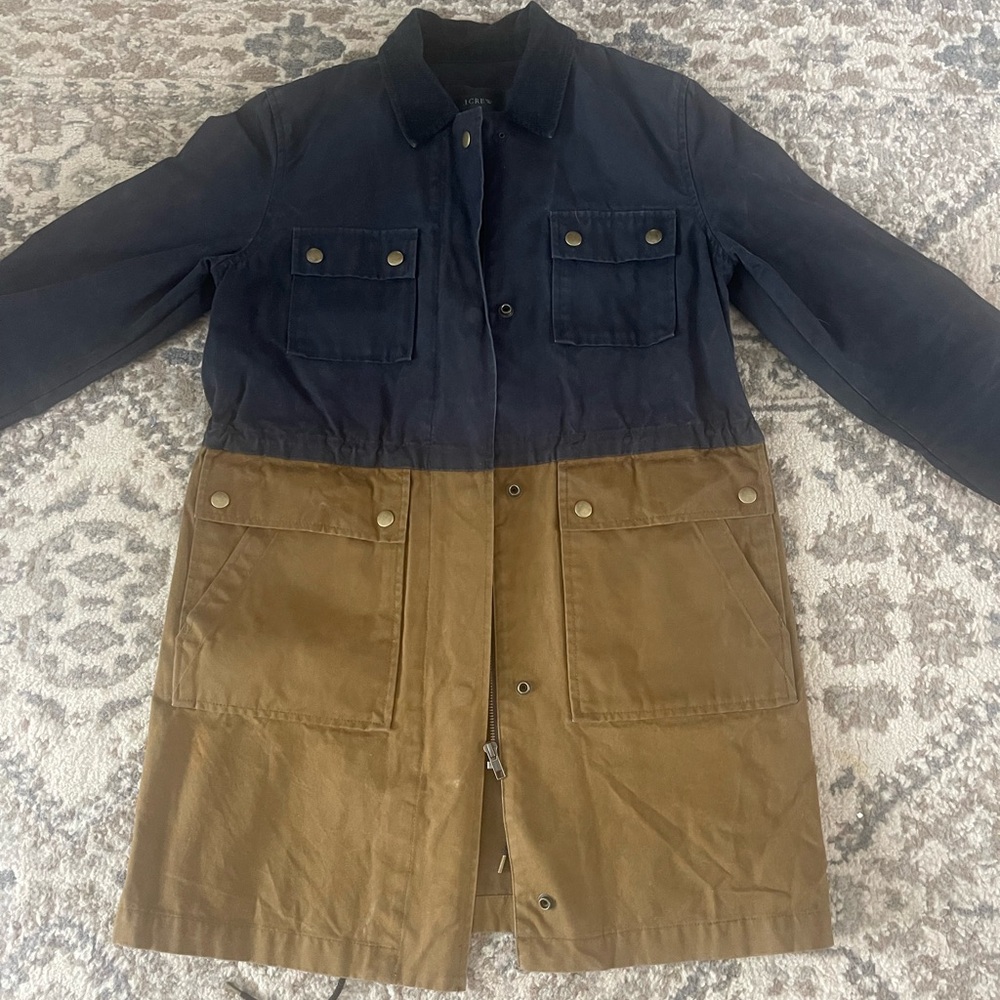J. Crew waxed cotton canvas color block barn jacket size XXS - Picture 2 of 7